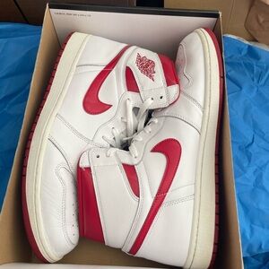 Nike Air Jordan 1 Men's White and Red High-Top Sneakers size 15